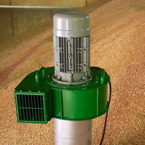 Martin Lishman Grain Pedestal Fan in a grainstore.