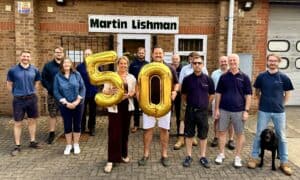 Martin Lishman staff gather to celebrate a successful 50 years of innovation.
