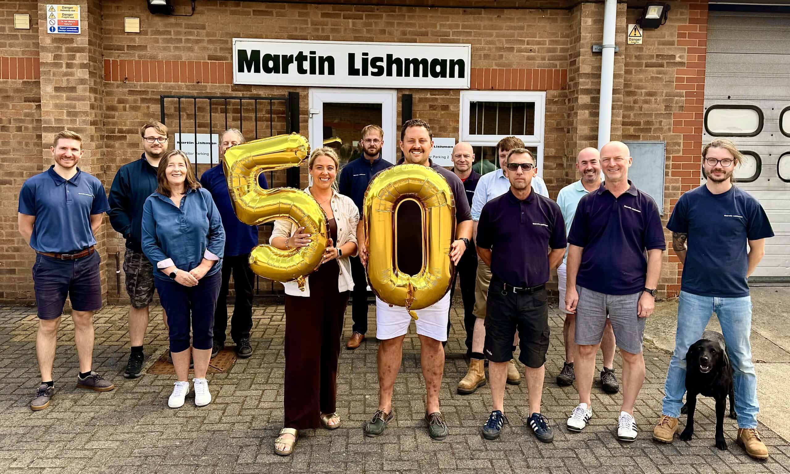 Martin Lishman staff gather to celebrate a successful 50 years of innovation.