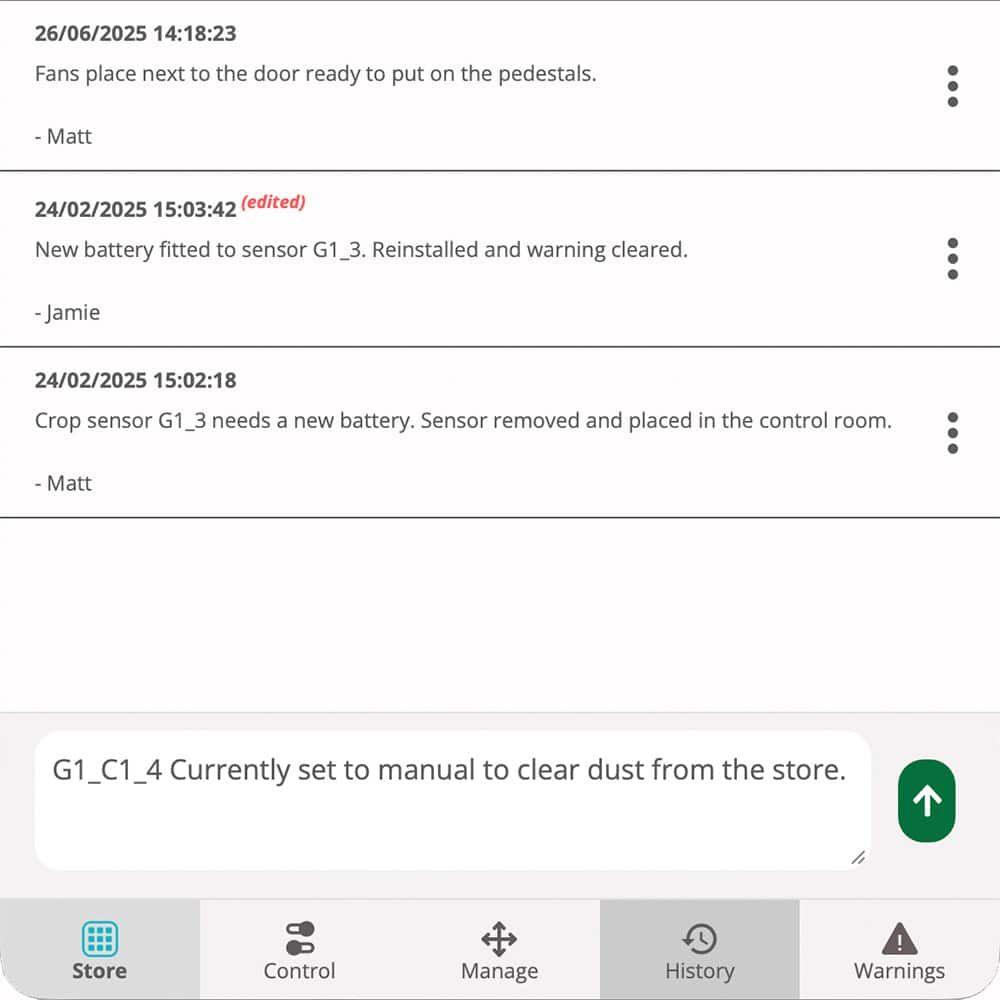 Barn Owl Wireless Web App notes screen