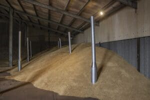 Martin Lishman Grain Cooling System in a shed with grain